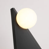 Modern Geometric Stainless Steel Table Lamp with Globe Glass Shade for Bedside and Desk