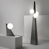 Modern Geometric Stainless Steel Table Lamp with Globe Glass Shade for Bedside and Desk