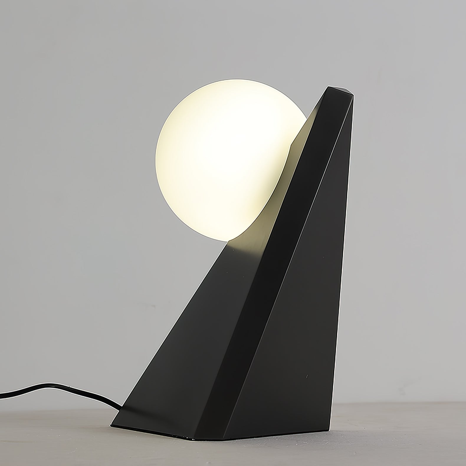 Modern Geometric Stainless Steel Table Lamp with Globe Glass Shade for Bedside and Desk
