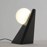 Modern Geometric Stainless Steel Table Lamp with Globe Glass Shade for Bedside and Desk