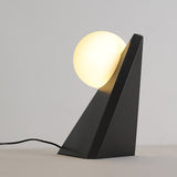 Modern Geometric Stainless Steel Table Lamp with Globe Glass Shade for Bedside and Desk