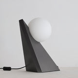 Modern Geometric Stainless Steel Table Lamp with Globe Glass Shade for Bedside and Desk