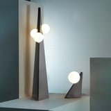Modern Geometric Stainless Steel Table Lamp with Globe Glass Shade for Bedside and Desk