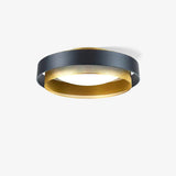 Nolan Vintage Gold Integrated LED Flush Mount Ceiling Light with Black Outer Ring