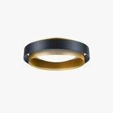 Nolan Vintage Gold Integrated LED Flush Mount Ceiling Light with Black Outer Ring