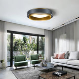 Nolan Vintage Gold Integrated LED Flush Mount Ceiling Light with Black Outer Ring