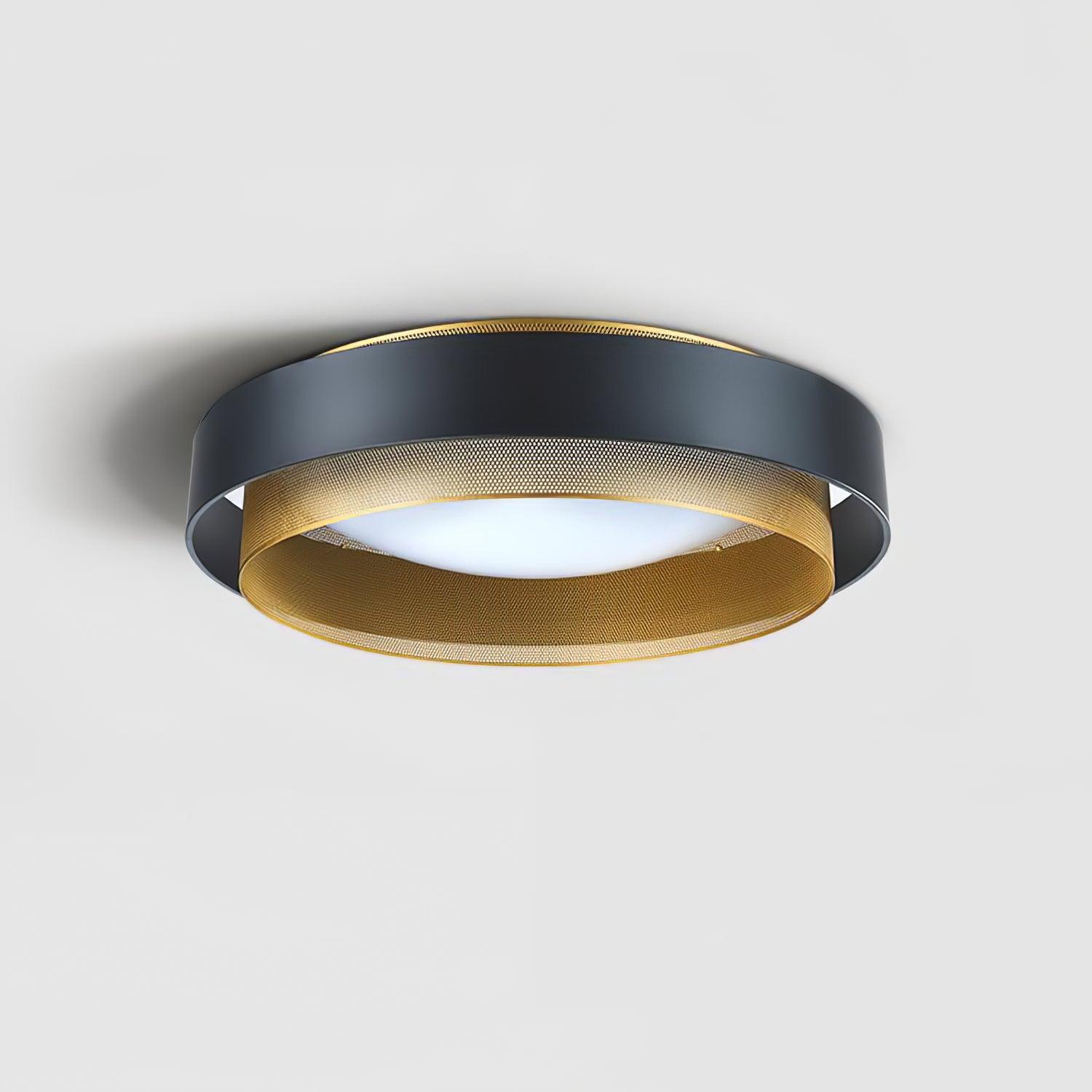 Nolan Vintage Gold Integrated LED Flush Mount Ceiling Light with Black Outer Ring