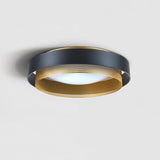 Nolan Vintage Gold Integrated LED Flush Mount Ceiling Light with Black Outer Ring