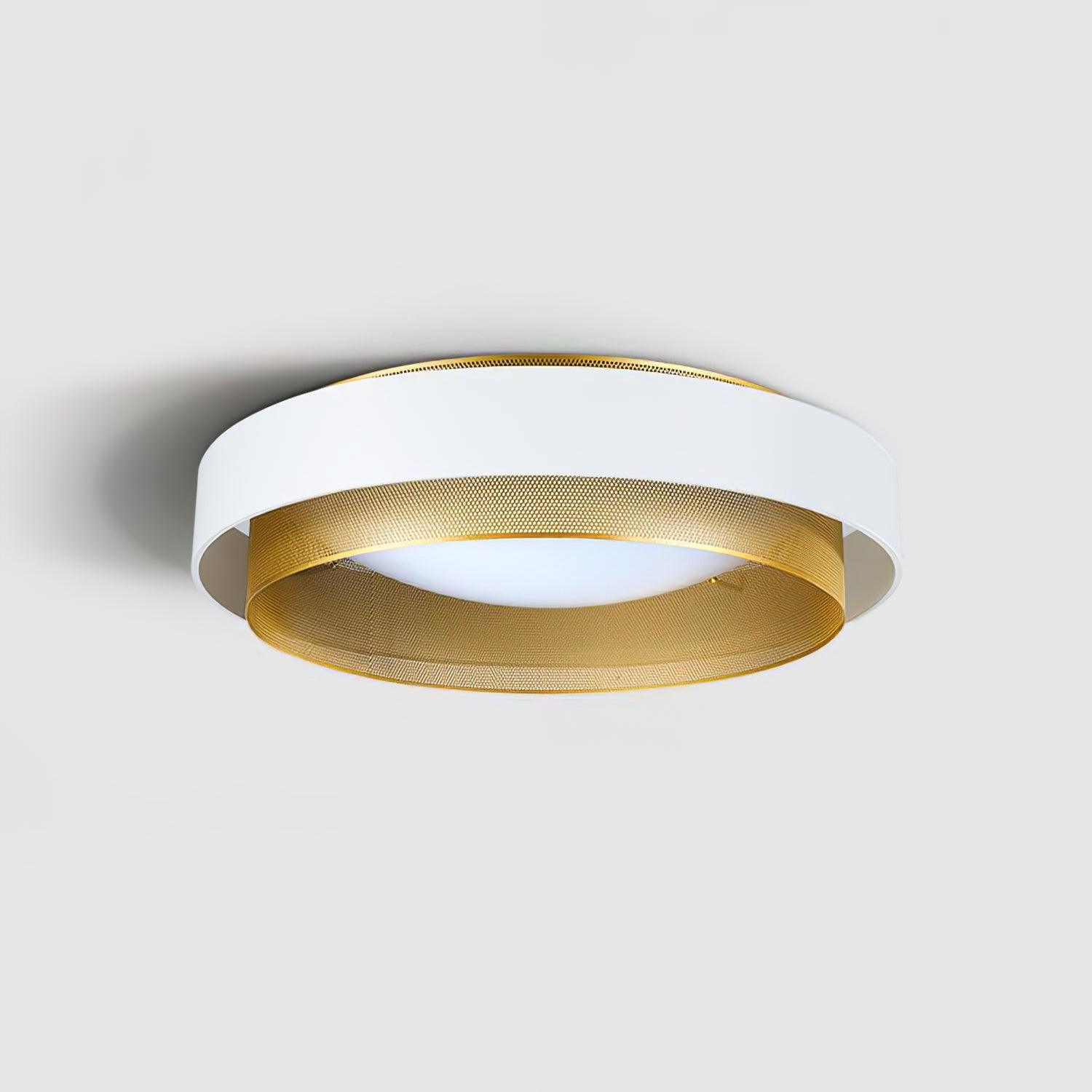 Nolan Vintage Gold Integrated LED Flush Mount Ceiling Light with Black Outer Ring