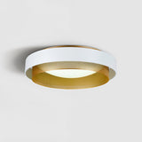 Nolan Vintage Gold Integrated LED Flush Mount Ceiling Light with Black Outer Ring