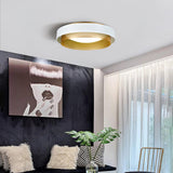 Nolan Vintage Gold Integrated LED Flush Mount Ceiling Light with Black Outer Ring