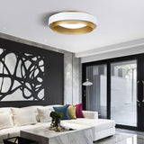 Nolan Vintage Gold Integrated LED Flush Mount Ceiling Light with Black Outer Ring