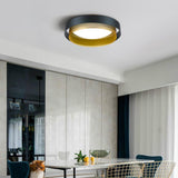 Nolan Vintage Gold Integrated LED Flush Mount Ceiling Light with Black Outer Ring
