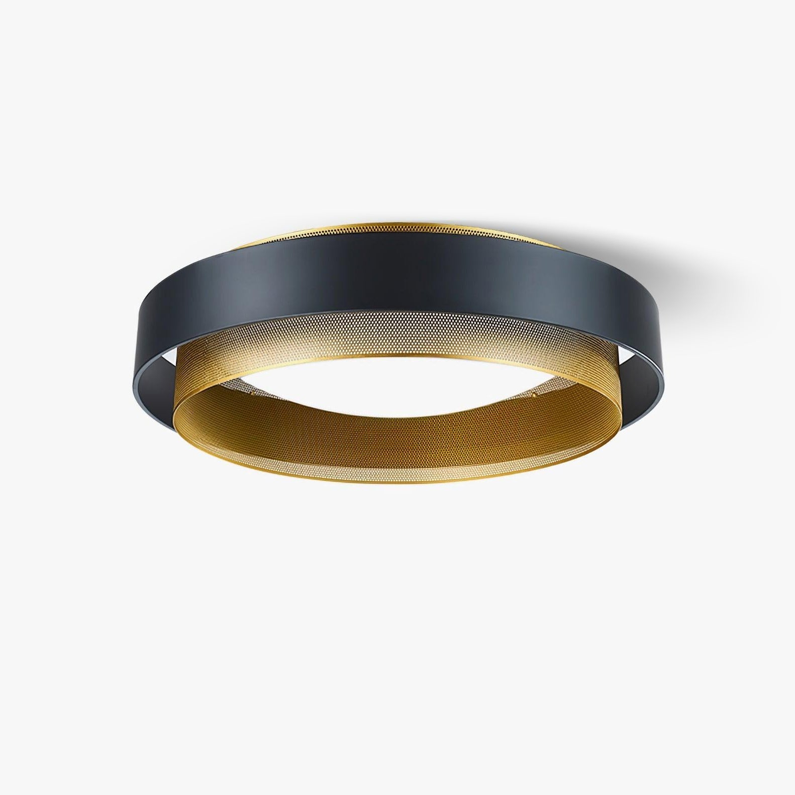 Nolan Vintage Gold Integrated LED Flush Mount Ceiling Light with Black Outer Ring