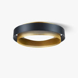 Nolan Vintage Gold Integrated LED Flush Mount Ceiling Light with Black Outer Ring