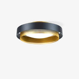 Nolan Vintage Gold Integrated LED Flush Mount Ceiling Light with Black Outer Ring