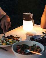 Modern Portable LED Lantern Table Lamp with Natural Wood Handle and USB Charging