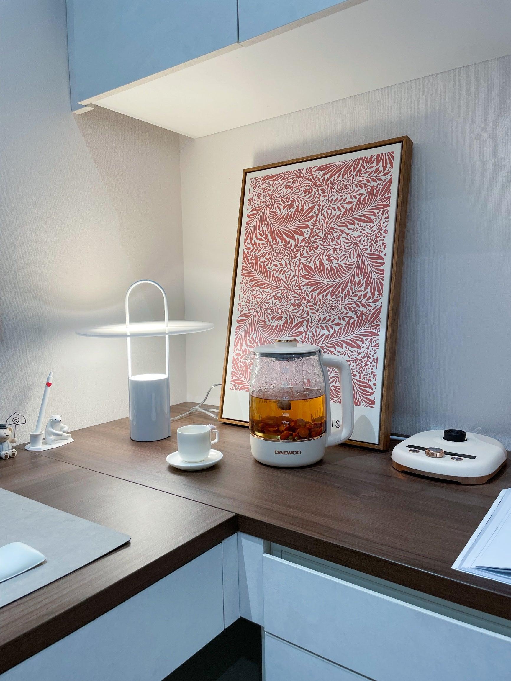 Nomade Modern Industrial Table Lamp with Carry Handle and Acrylic Diffuser for Bedside and Office