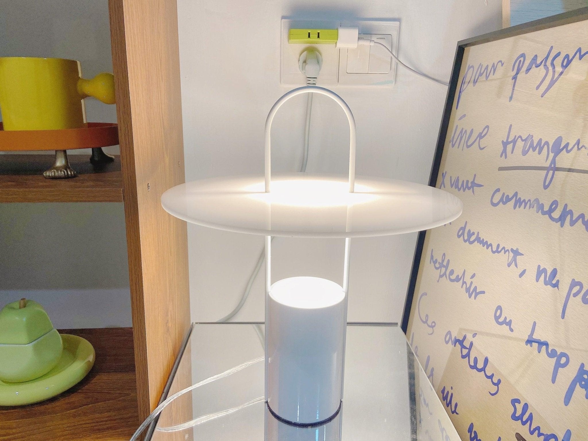 Nomade Modern Industrial Table Lamp with Carry Handle and Acrylic Diffuser for Bedside and Office