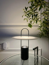 Nomade Modern Industrial Table Lamp with Carry Handle and Acrylic Diffuser for Bedside and Office