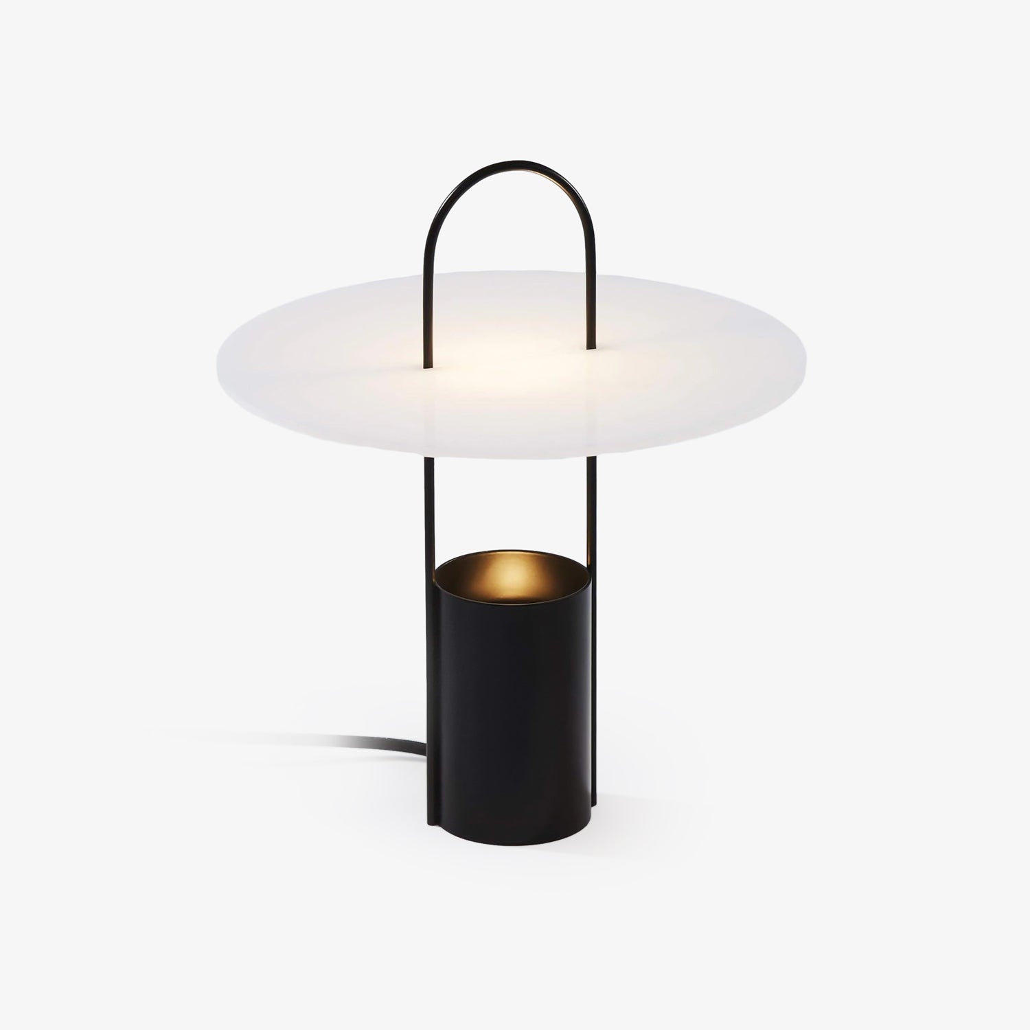 Nomade Modern Industrial Table Lamp with Carry Handle and Acrylic Diffuser for Bedside and Office