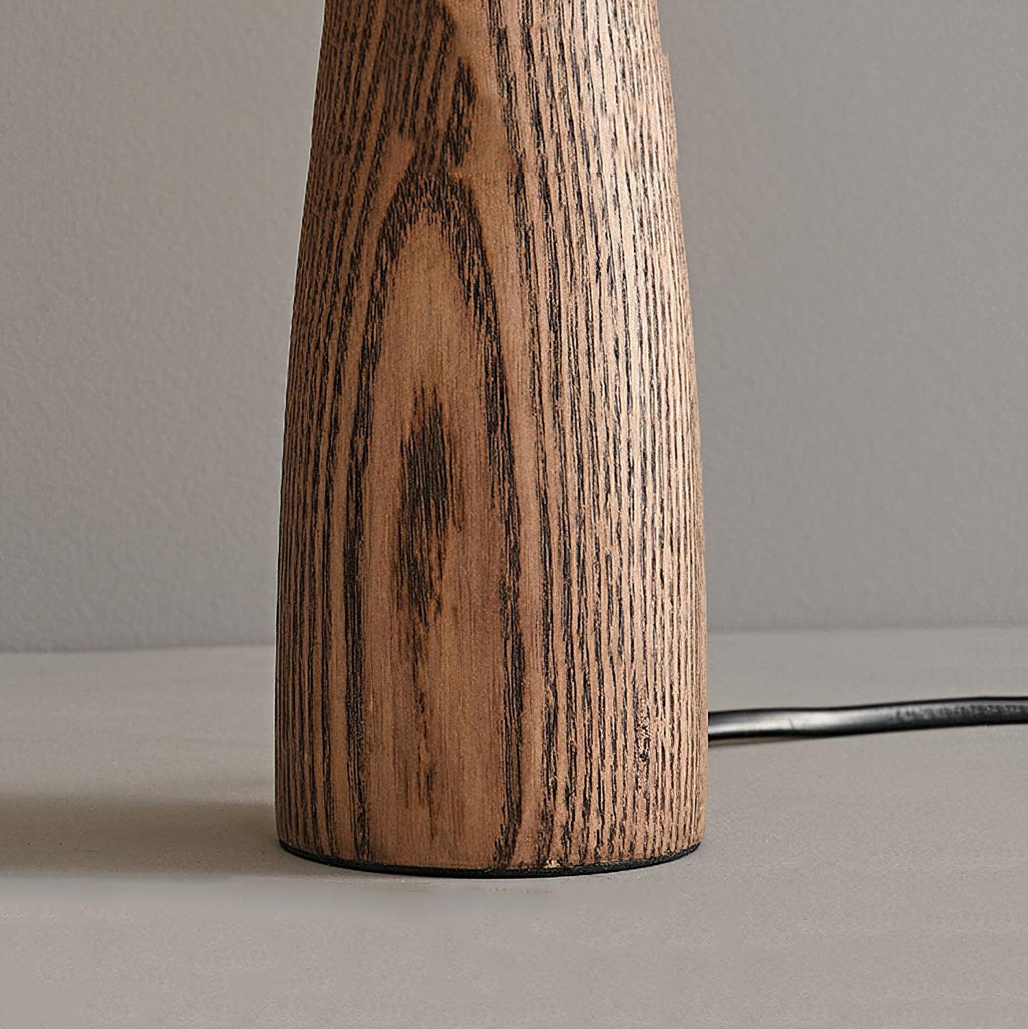 Nora Mid Century Modern Walnut Wood Table Lamp with Round White Fabric Drum Shade