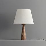 Nora Mid Century Modern Walnut Wood Table Lamp with Round White Fabric Drum Shade