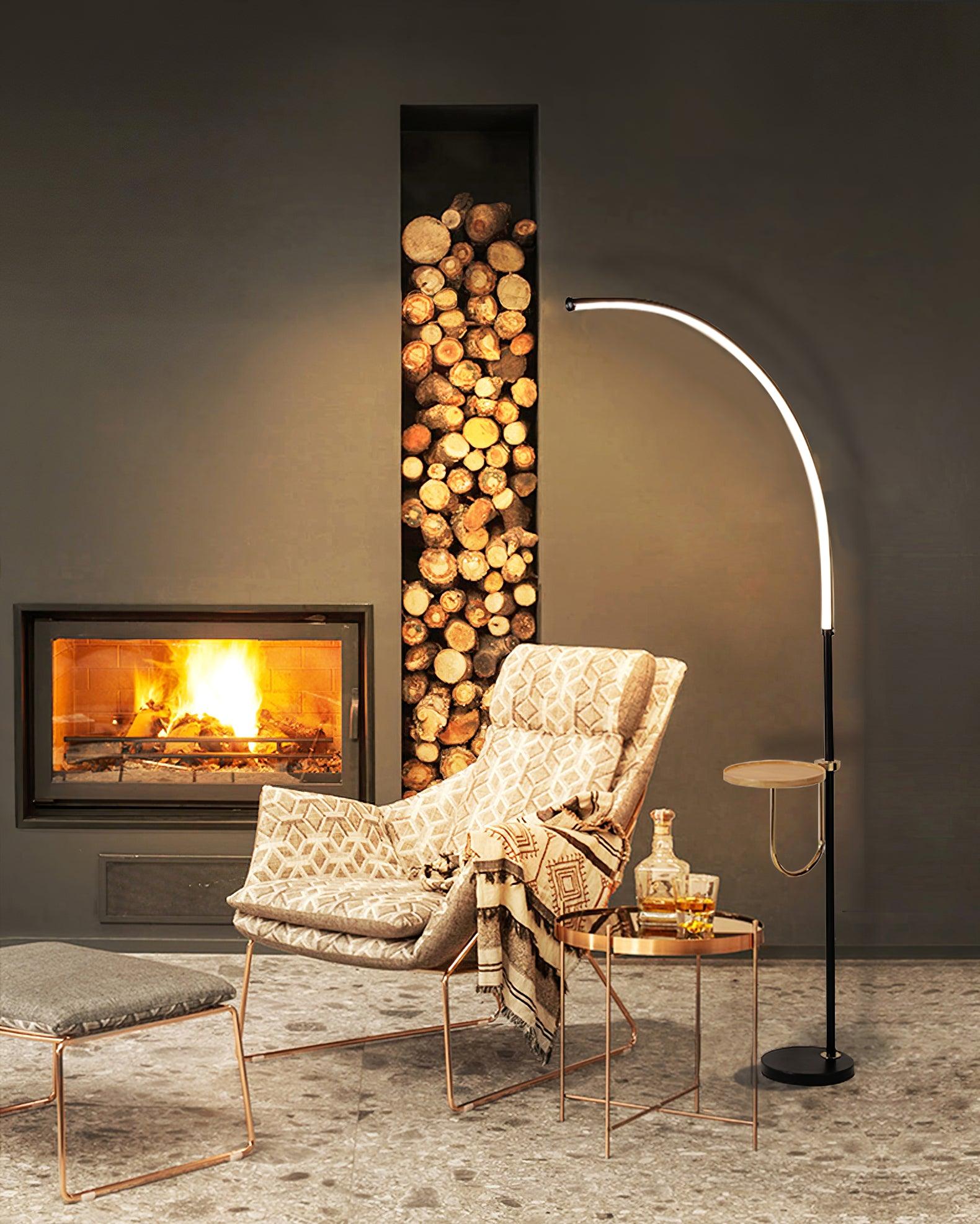 Nordic Minimalist Arc Floor Lamp Contemporary Curved LED Standing Light for Living Room