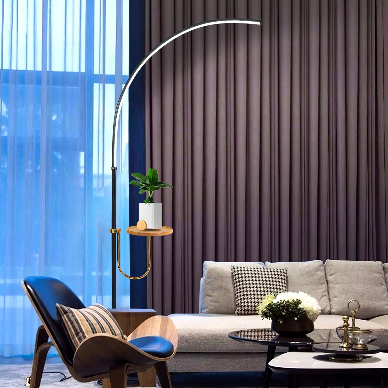 Nordic Minimalist Arc Floor Lamp Contemporary Curved LED Standing Light for Living Room