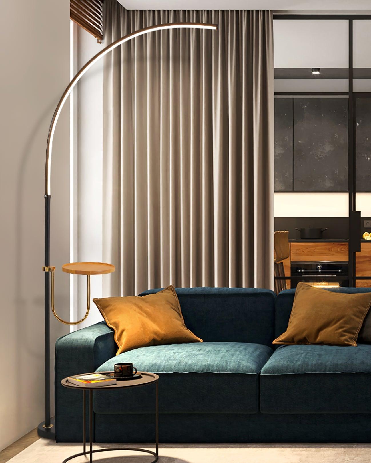 Nordic Minimalist Arc Floor Lamp Contemporary Curved LED Standing Light for Living Room