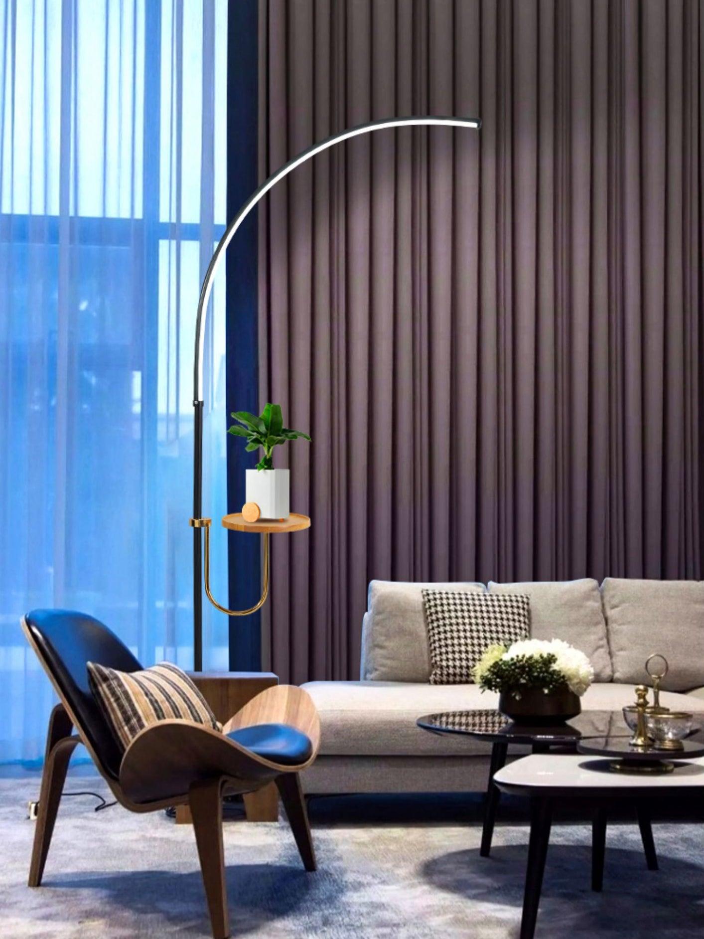 Nordic Minimalist Arc Floor Lamp Contemporary Curved LED Standing Light for Living Room