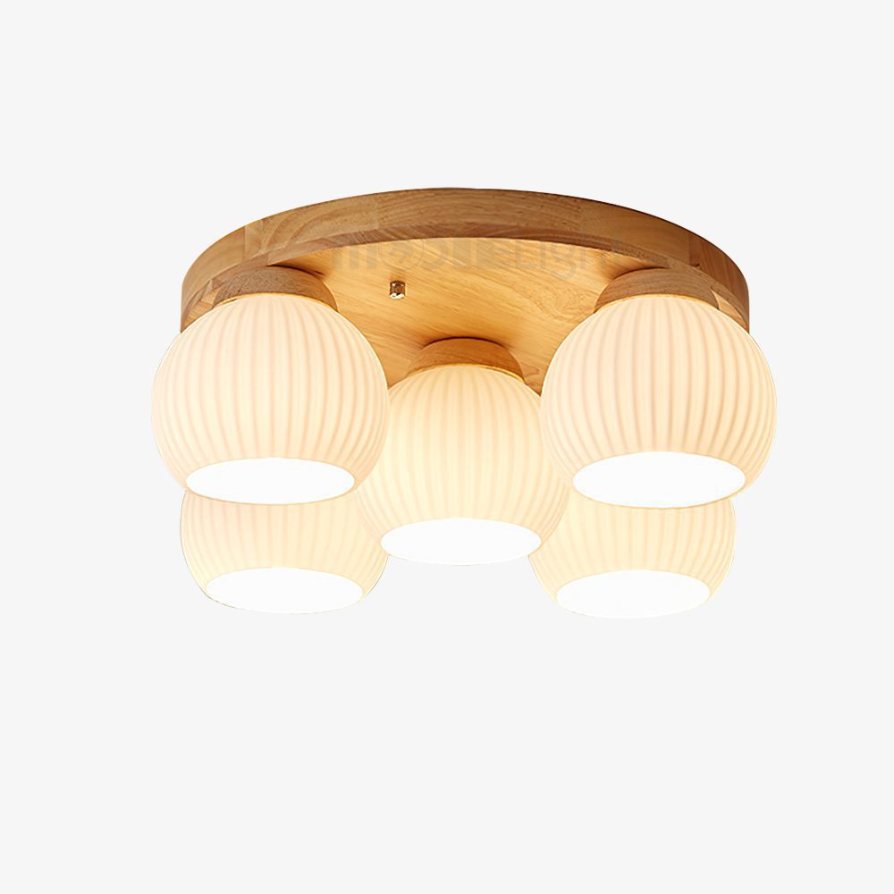 modern-nordic-wood-round-flush-mount-ceiling-light-with-white-glass-shades
