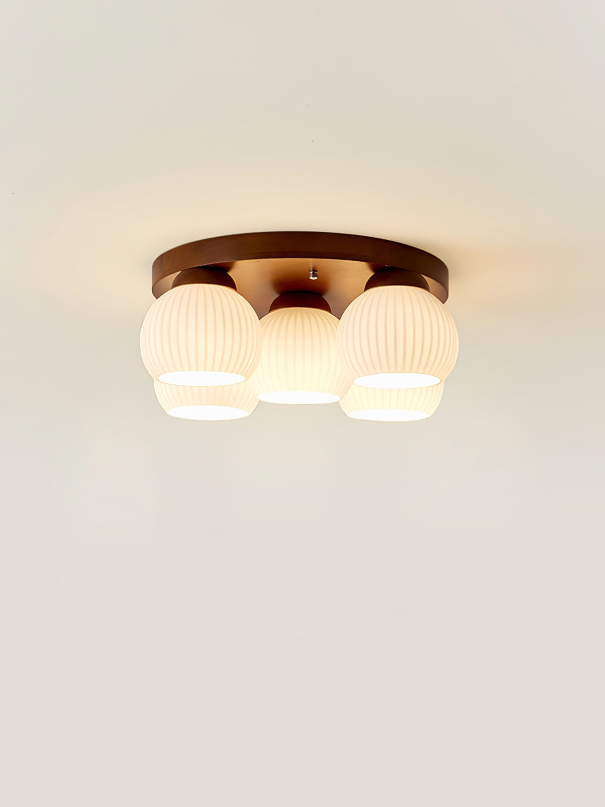 modern-nordic-wood-round-flush-mount-ceiling-light-with-white-glass-shades