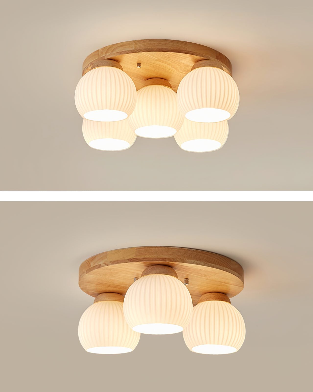 modern-nordic-wood-round-flush-mount-ceiling-light-with-white-glass-shades