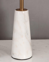 Elegant White Marble and Gold Metal Table Lamp with Fabric Drum Shade