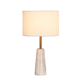 Elegant White Marble and Gold Metal Table Lamp with Fabric Drum Shade