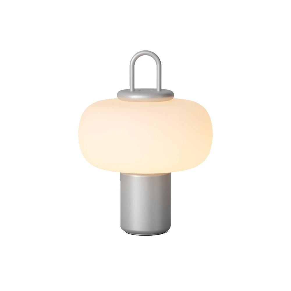 Modern Nox Metal and Glass Portable Table Lamp for Reading and Bedside Lighting