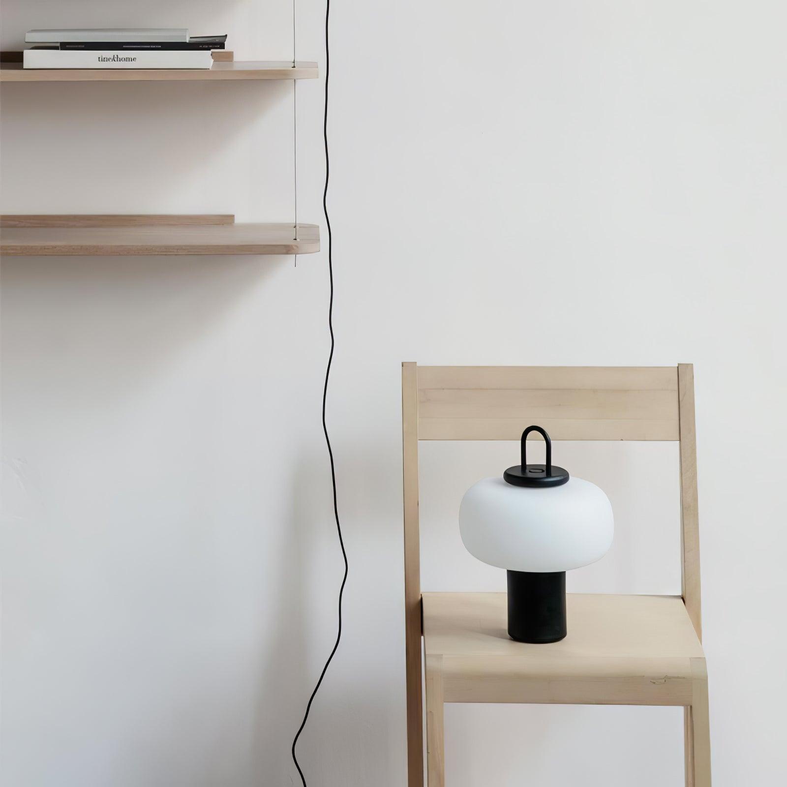 Modern Nox Metal and Glass Portable Table Lamp for Reading and Bedside Lighting