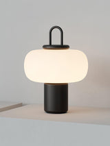 Modern Nox Metal and Glass Portable Table Lamp for Reading and Bedside Lighting