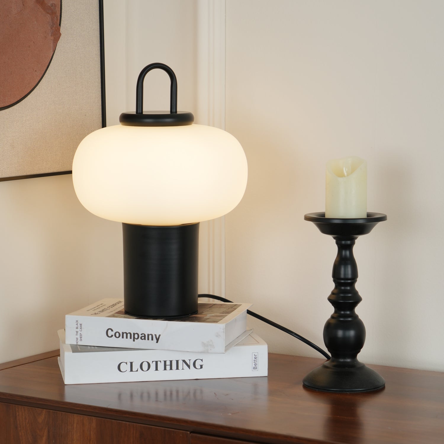Modern Nox Metal and Glass Portable Table Lamp for Reading and Bedside Lighting