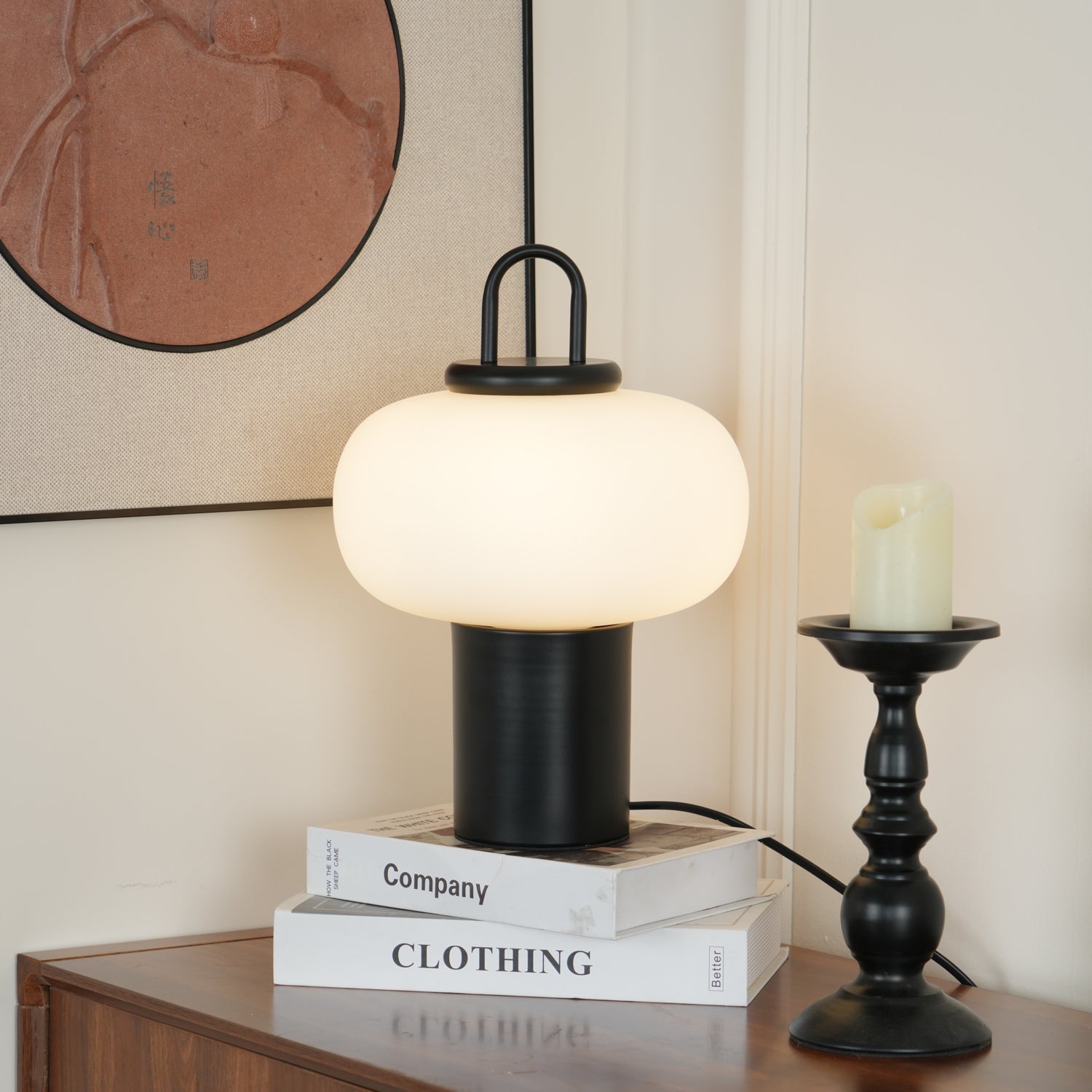Modern Nox Metal and Glass Portable Table Lamp for Reading and Bedside Lighting