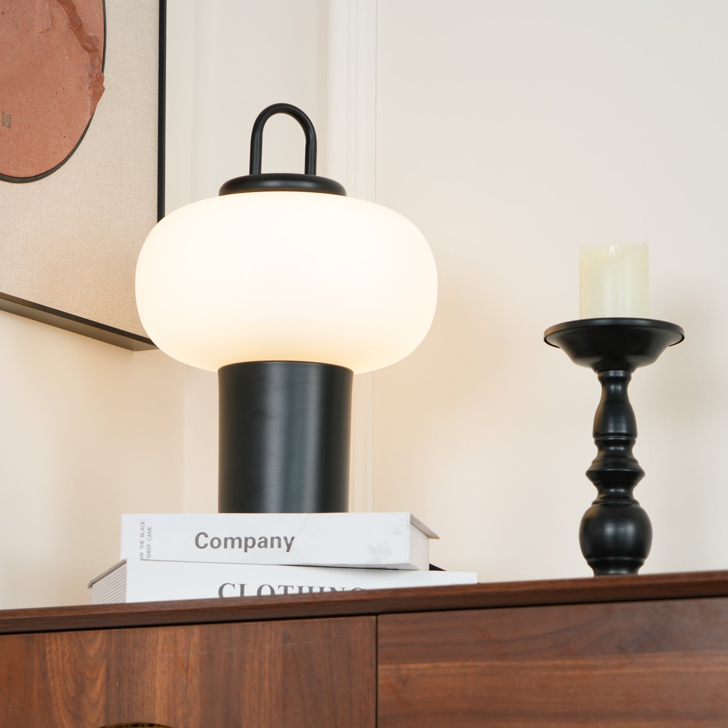 Modern Nox Metal and Glass Portable Table Lamp for Reading and Bedside Lighting