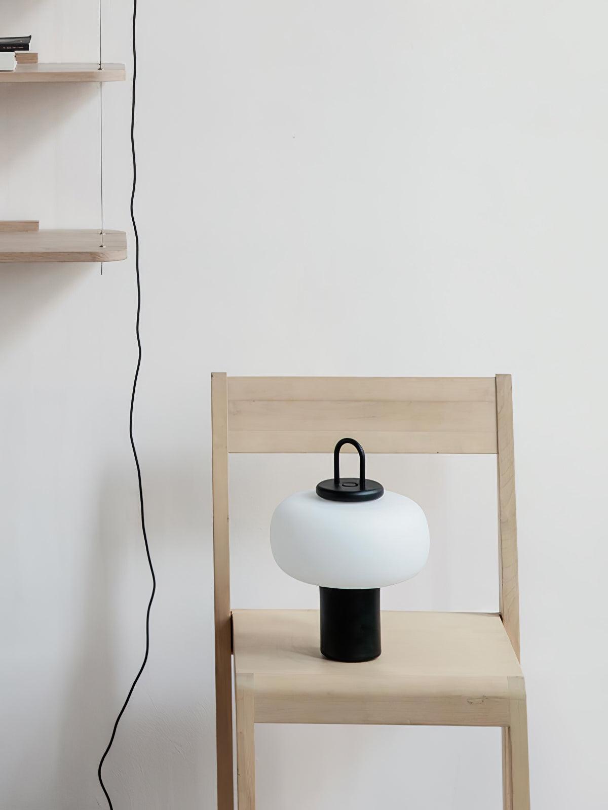 Modern Nox Metal and Glass Portable Table Lamp for Reading and Bedside Lighting