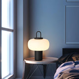 Modern Nox Metal and Glass Portable Table Lamp for Reading and Bedside Lighting
