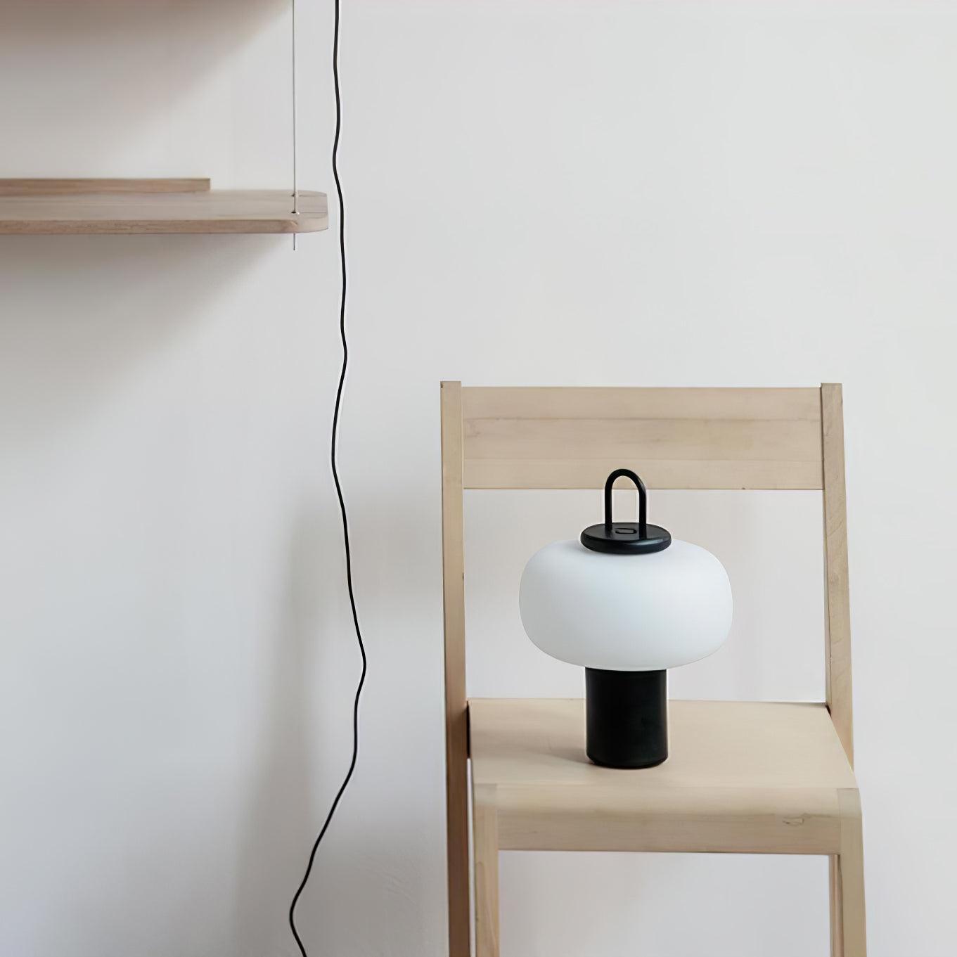 Modern Nox Metal and Glass Portable Table Lamp for Reading and Bedside Lighting