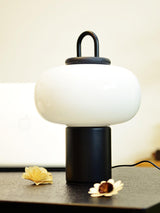 Modern Nox Metal and Glass Portable Table Lamp for Reading and Bedside Lighting