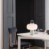 Modern Nox Metal and Glass Portable Table Lamp for Reading and Bedside Lighting