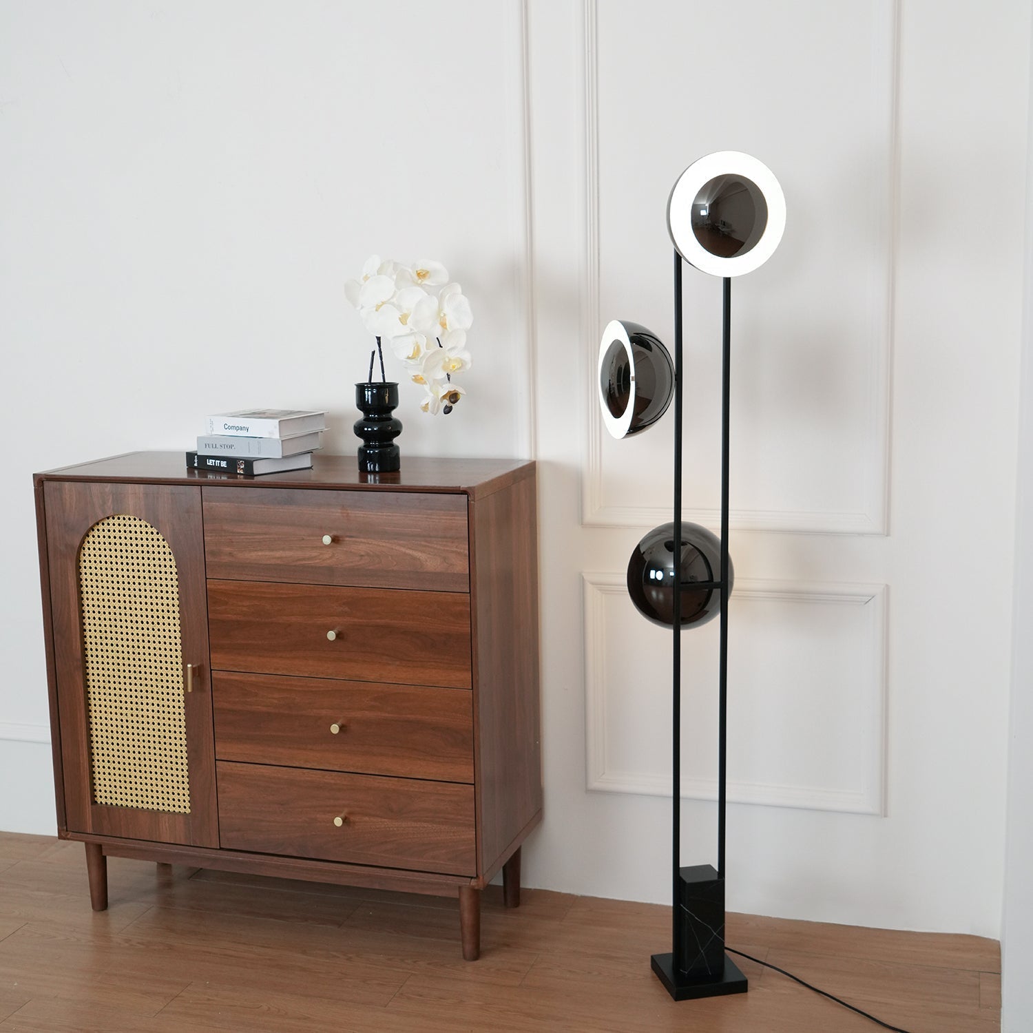 Modern LED Floor Lamp Black Three Light Tall Accent Light for Living Room