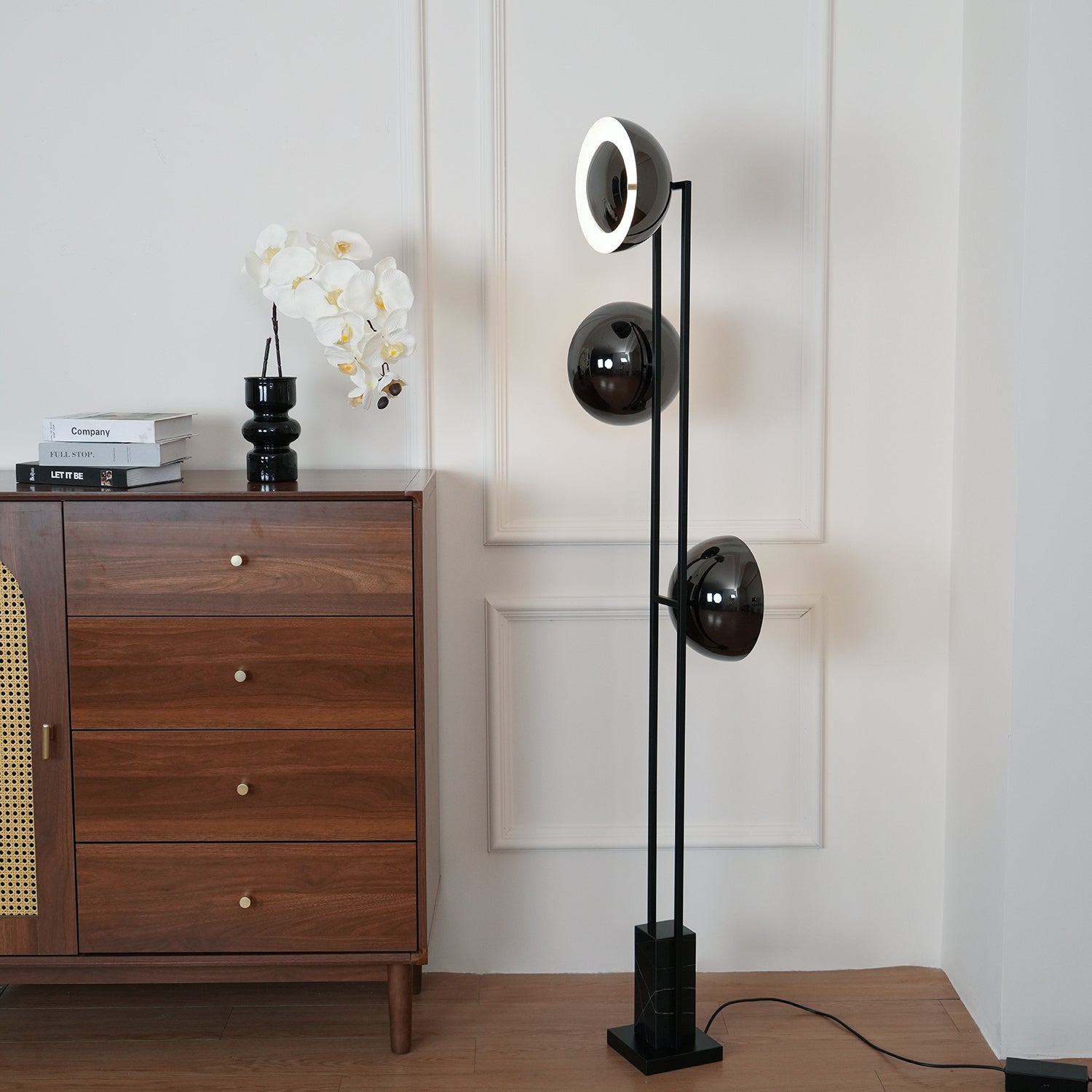 Modern LED Floor Lamp Black Three Light Tall Accent Light for Living Room