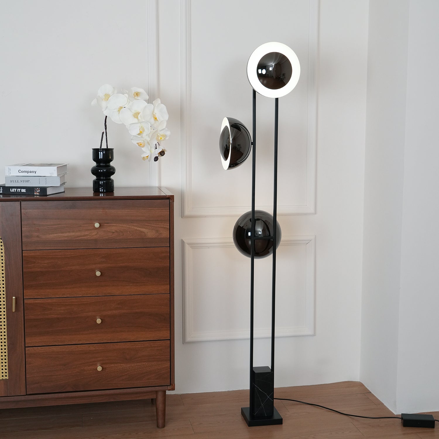 Modern LED Floor Lamp Black Three Light Tall Accent Light for Living Room